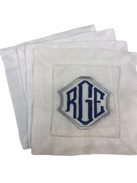 Whyte House Monograms - Linen Cocktail Napkins