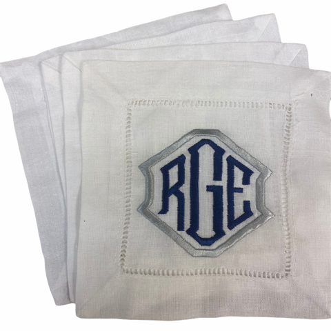 Whyte House Monograms - Linen Cocktail Napkins