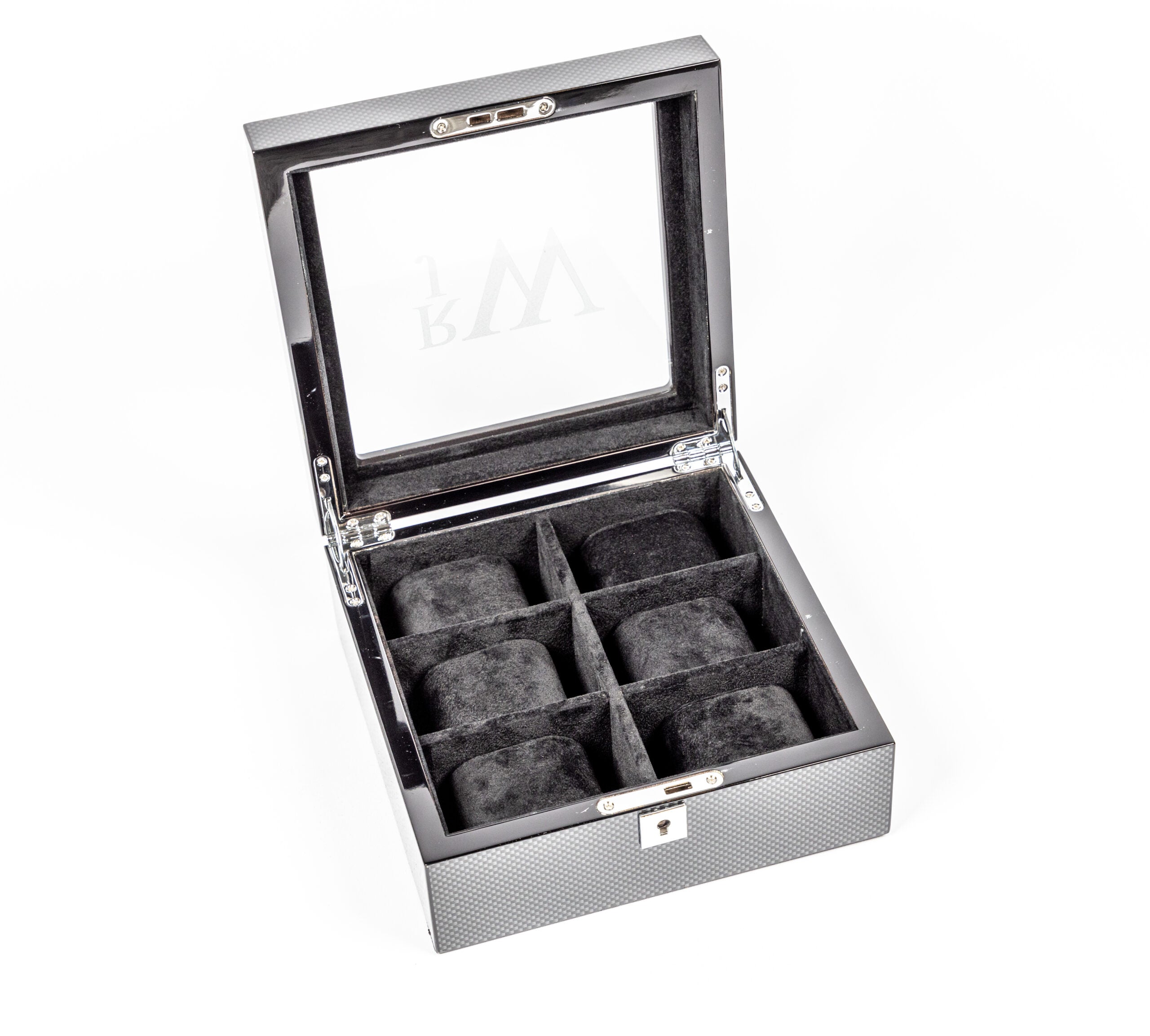 Whyte House Monograms - Square Carbon Fiber Watch Box