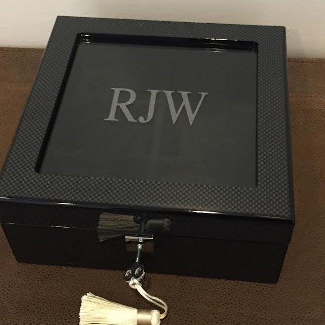 Whyte House Monograms - Square Carbon Fiber Watch Box