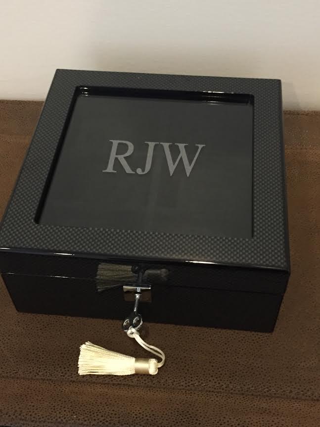 Whyte House Monograms - Square Carbon Fiber Watch Box