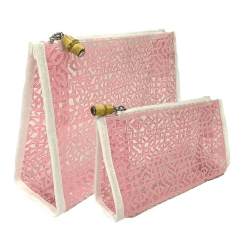Pink Lattice Cosmetic Bag
